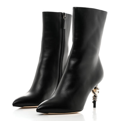 Chanel Lambskin Pearl Snake Ankle Boots 35 Black 3 of 10