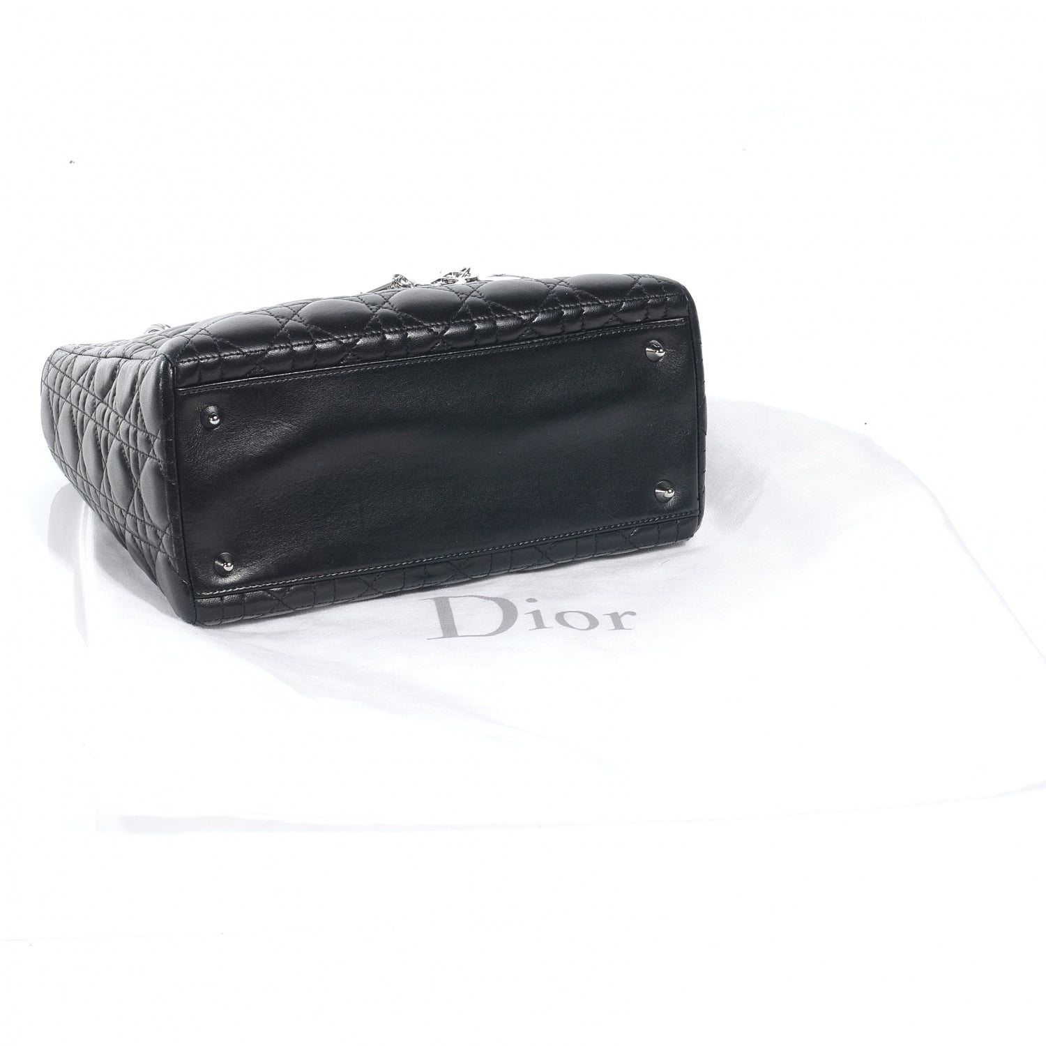 Christian Dior Lambskin Cannage Medium Lady Dior Black 9 of 9