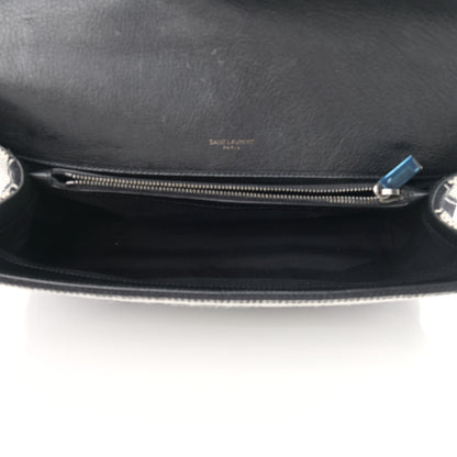 Saint Laurent Berber Chevron Tassel Monogram Large College Bag Black 4 of 12