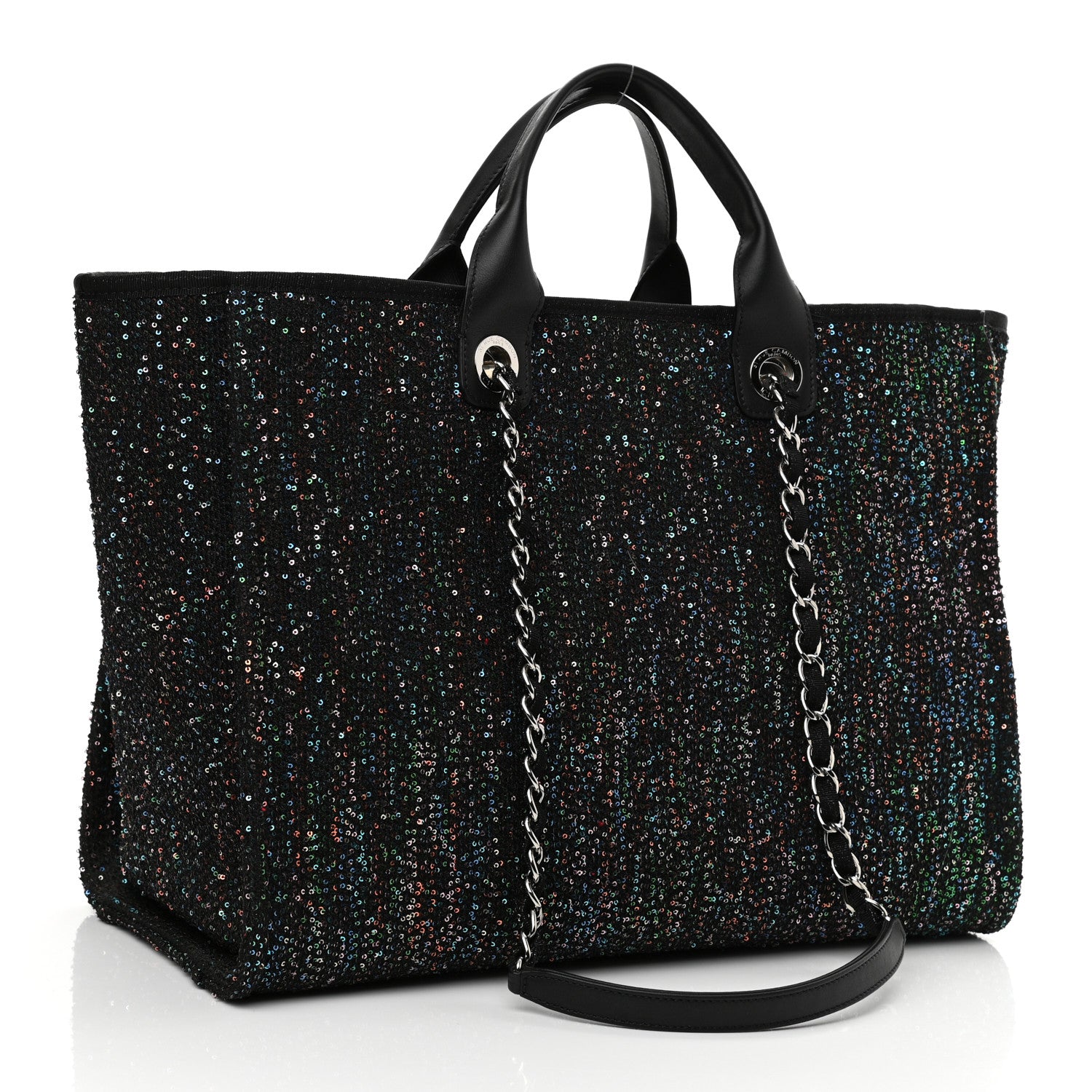 Chanel Calfskin Sequin Medium Deauville Tote Black 3 of 10