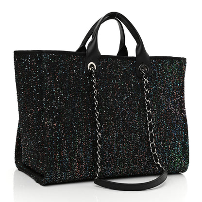 Chanel Calfskin Sequin Medium Deauville Tote Black 3 of 10