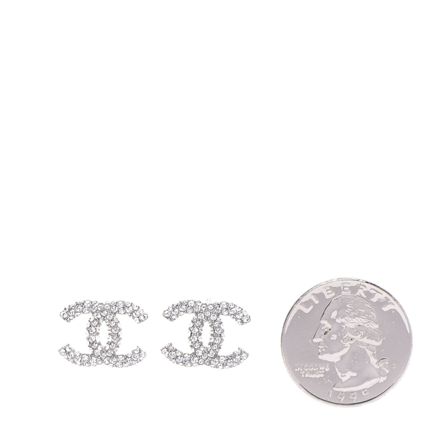 Chanel Crystal Mini CC Earrings Silver 2 of 4