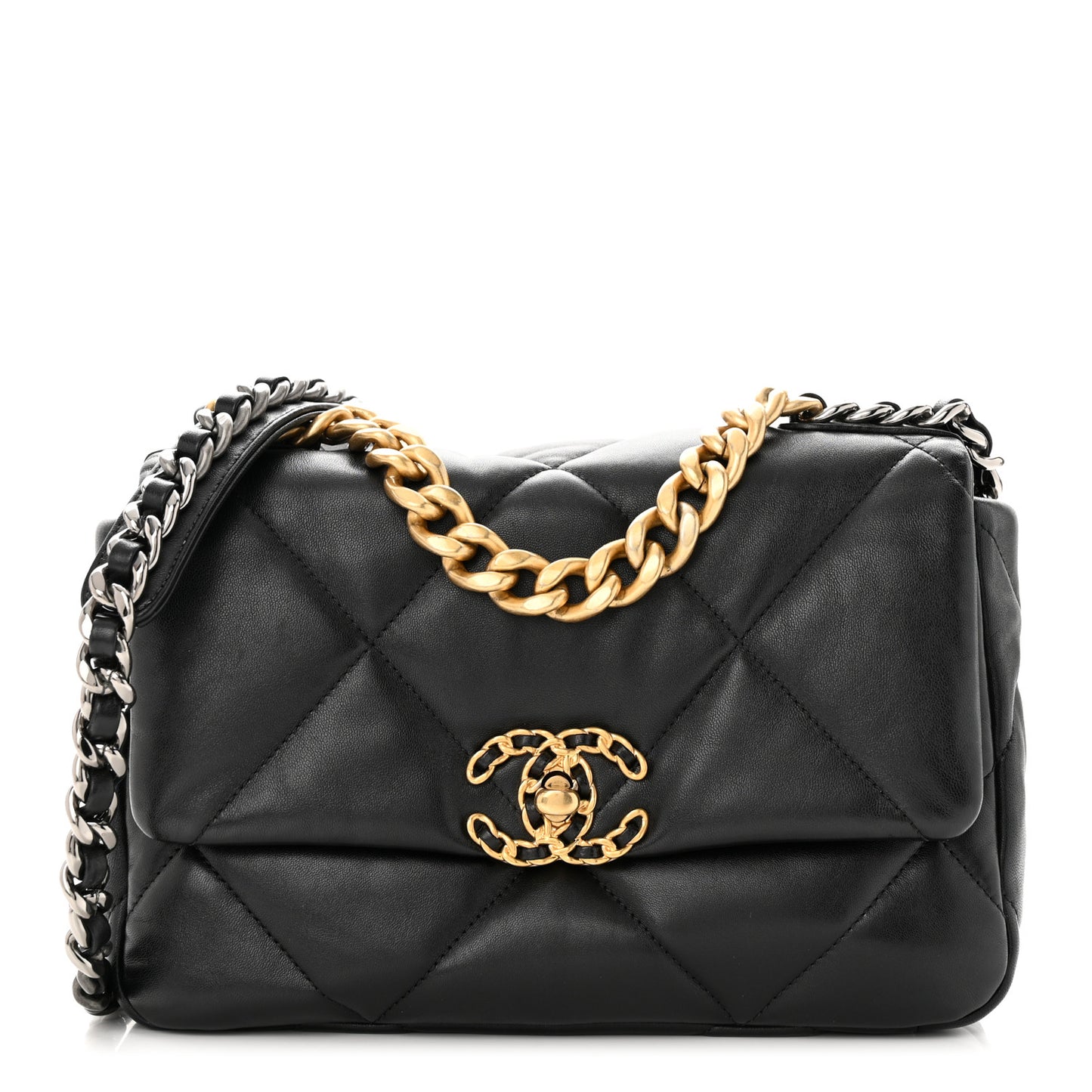 Lambskin Quilted Medium Chanel 19 Flap Black