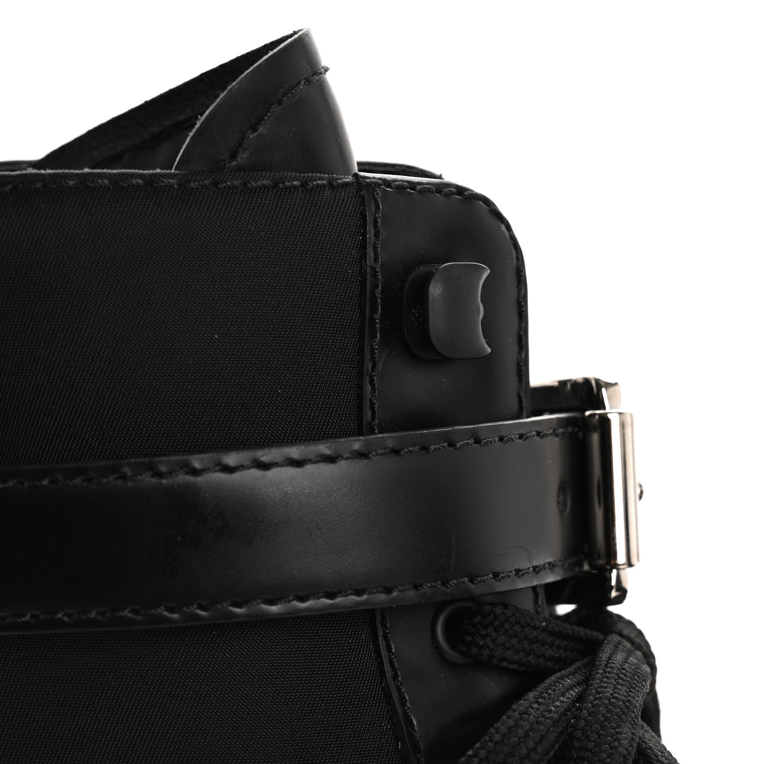 Prada Spazzolato Rois Re-Nylon Metal Triangle Logo Monolith Pouch Pocket 55mm Boots 37 Black 15 of 16