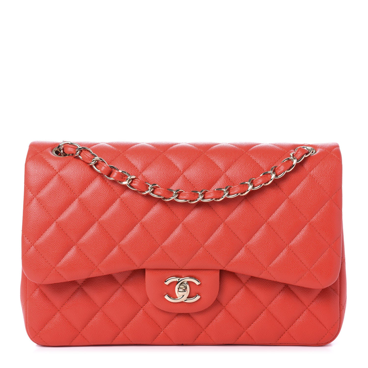 Chanel Caviar Quilted Jumbo Double Flap Red 1 of 10