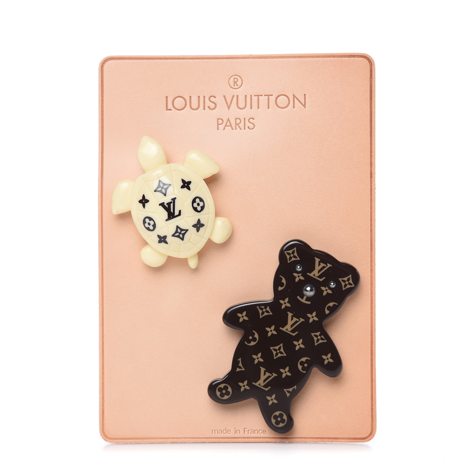 Louis Vuitton Monogram Nonours Teddy Bear Tortoise Pin Brooch Set 1 of 4