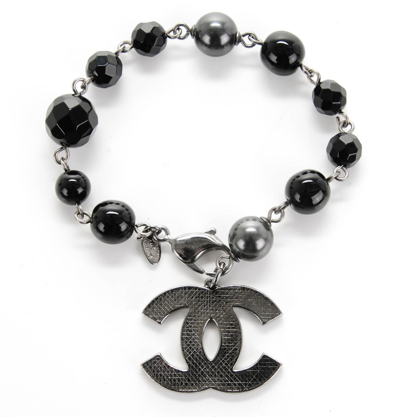 Ruthenium Bead CC Bracelet Black