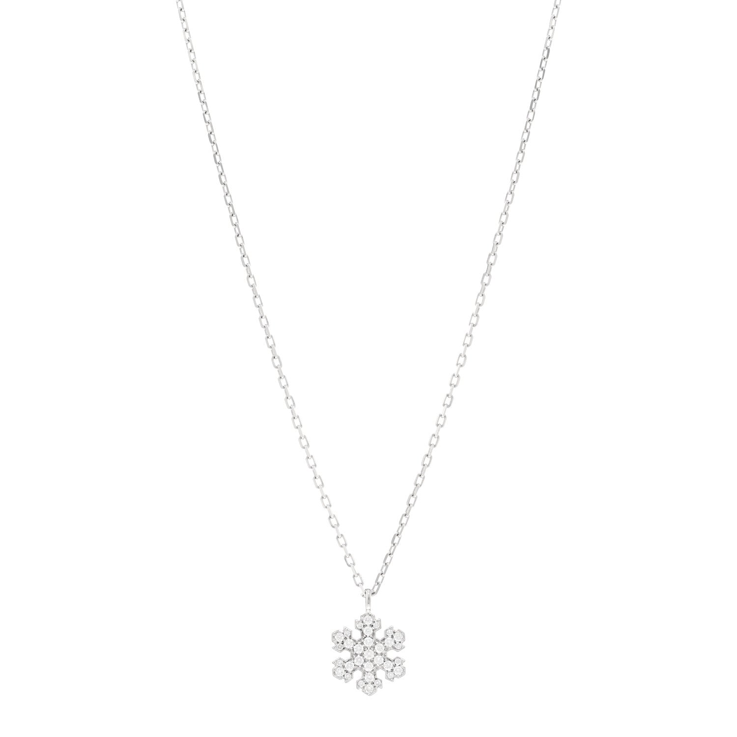 Bulgari 18K White Gold Diamond Snowflake Pendant Necklace 1 of 4