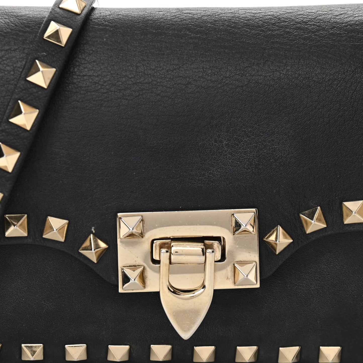 Vitello Mini Rockstud Flap Saddle Crossbody Bag Black