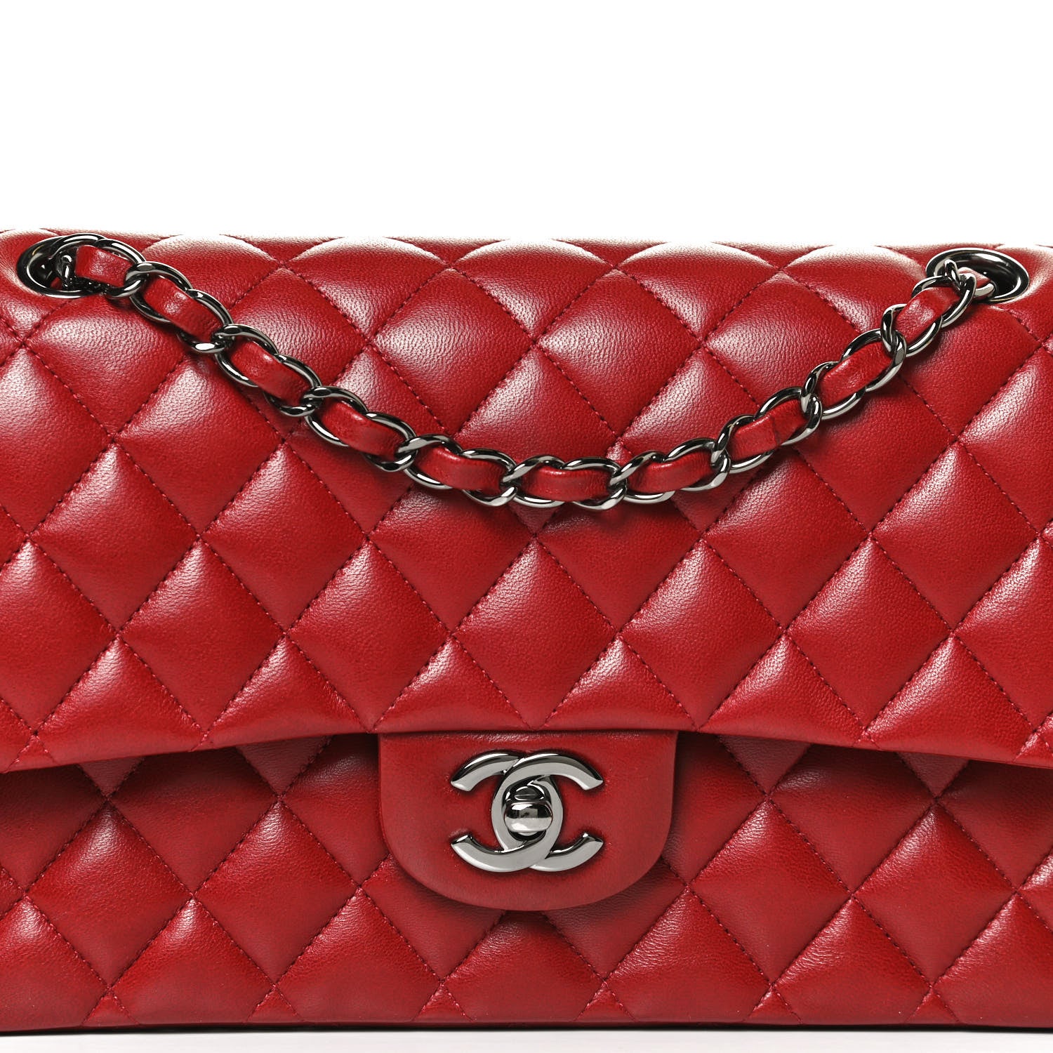 Chanel Lambskin Quilted Medium Double Flap Red 8 of 12