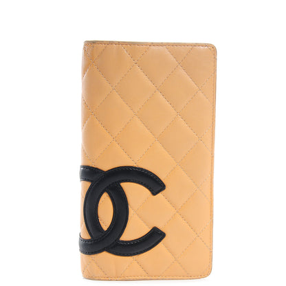 Chanel Calfskin Quilted Cambon Yen Wallet Beige Black 1 of 8
