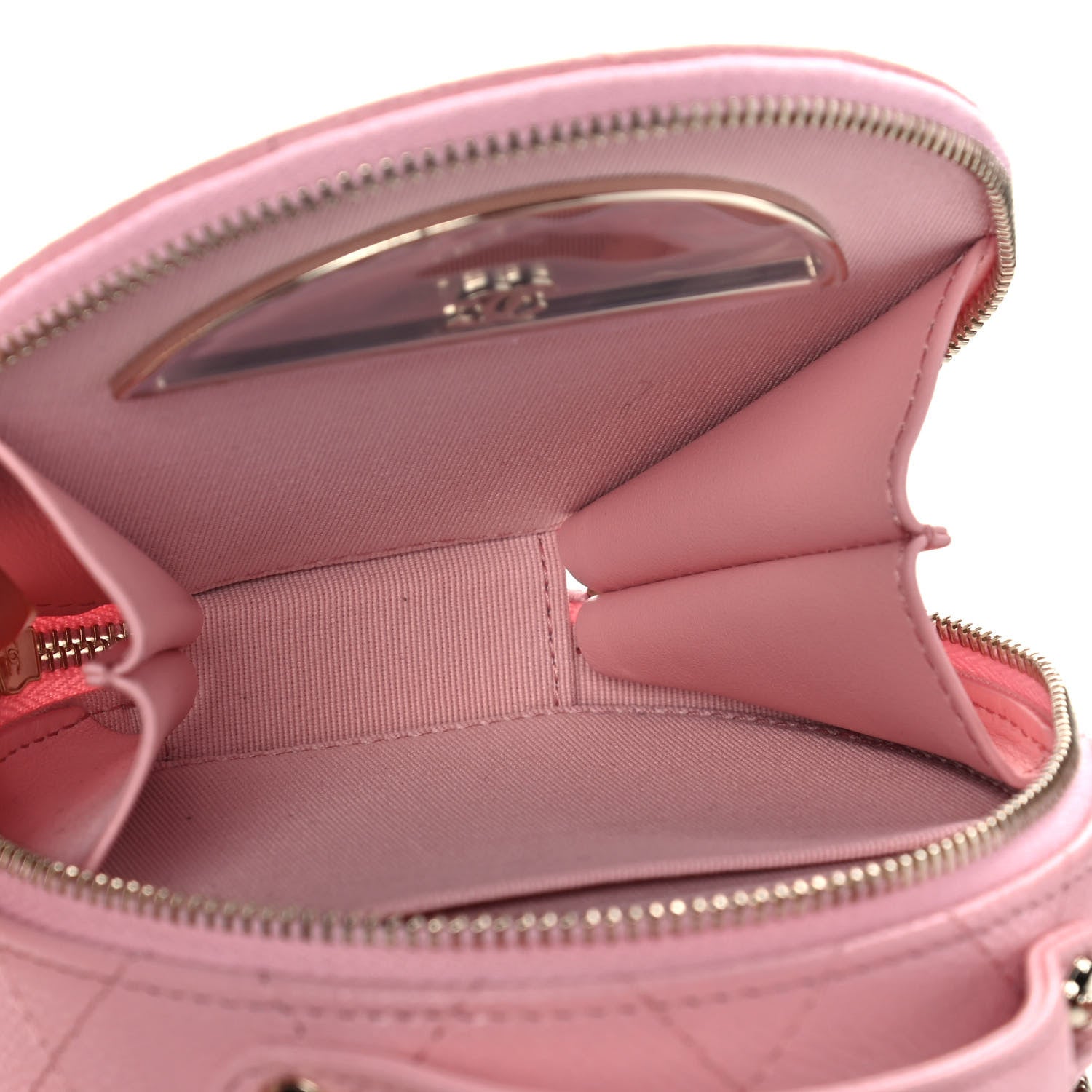 Chanel Caviar Quilted Round Handle With Care Vanity With Chain Pink 6 of 12