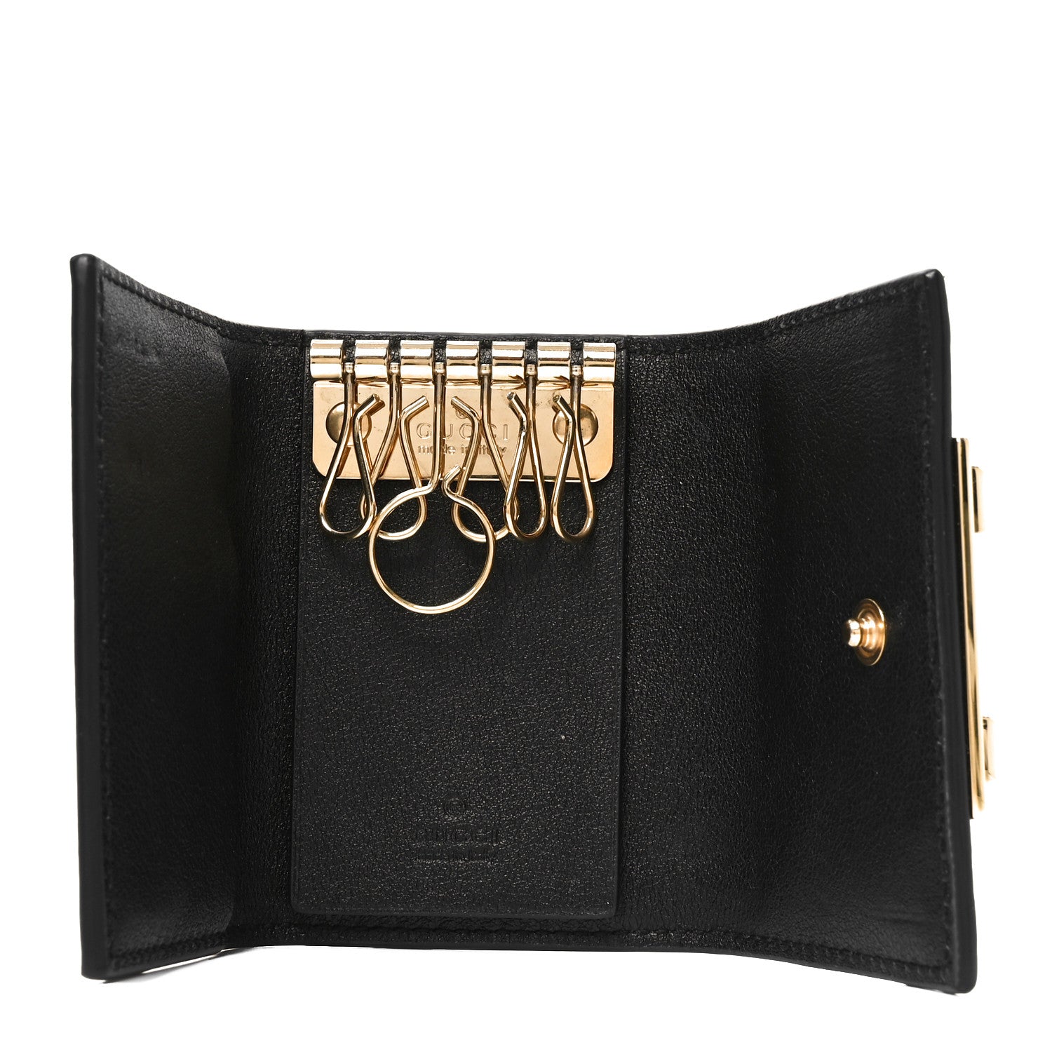 Gucci Wonka Grain Calfskin GG Monogram Embossed 6 Key Holder Black 5 of 7