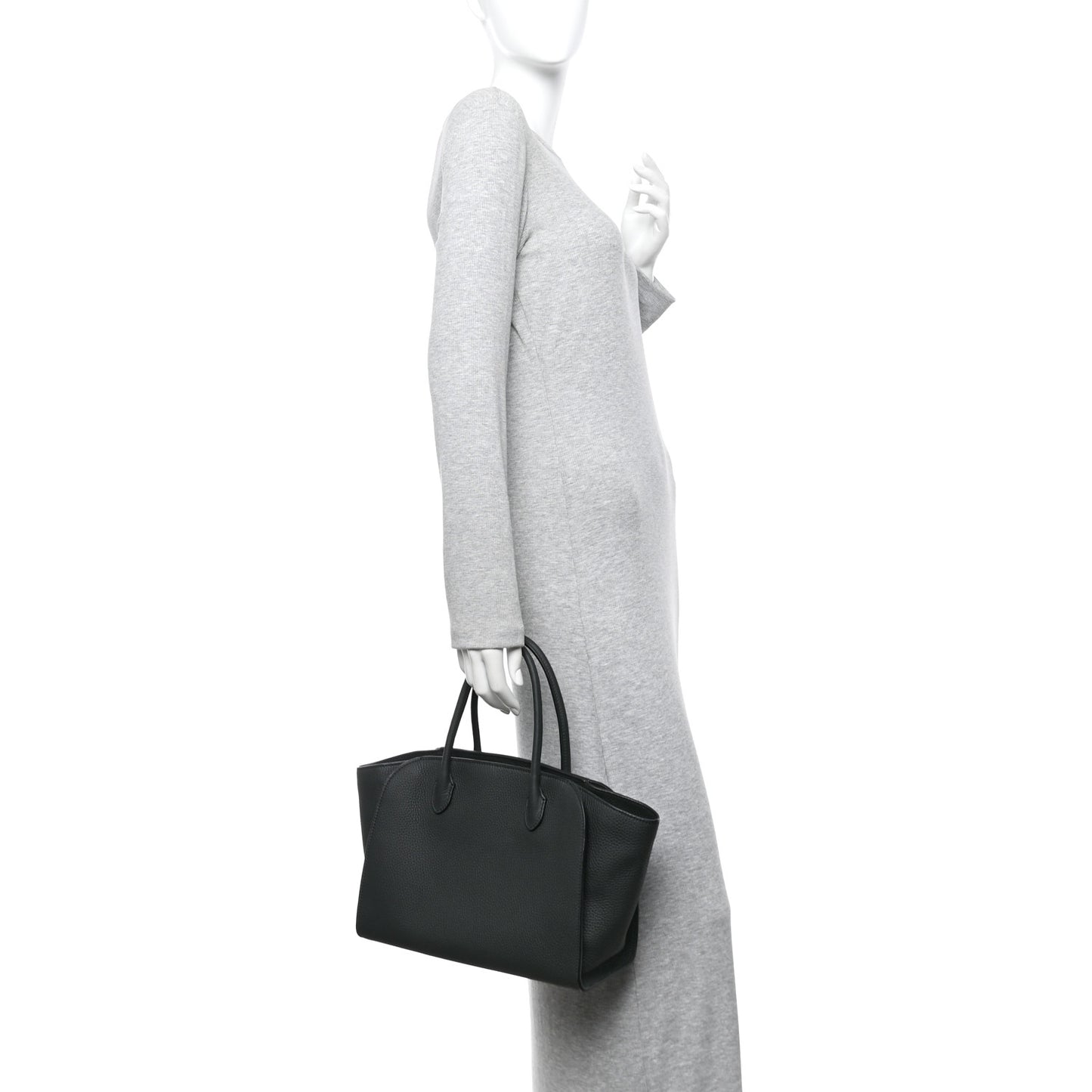 Grained Calfskin Marlo 12 Tote Bag Dark Pine