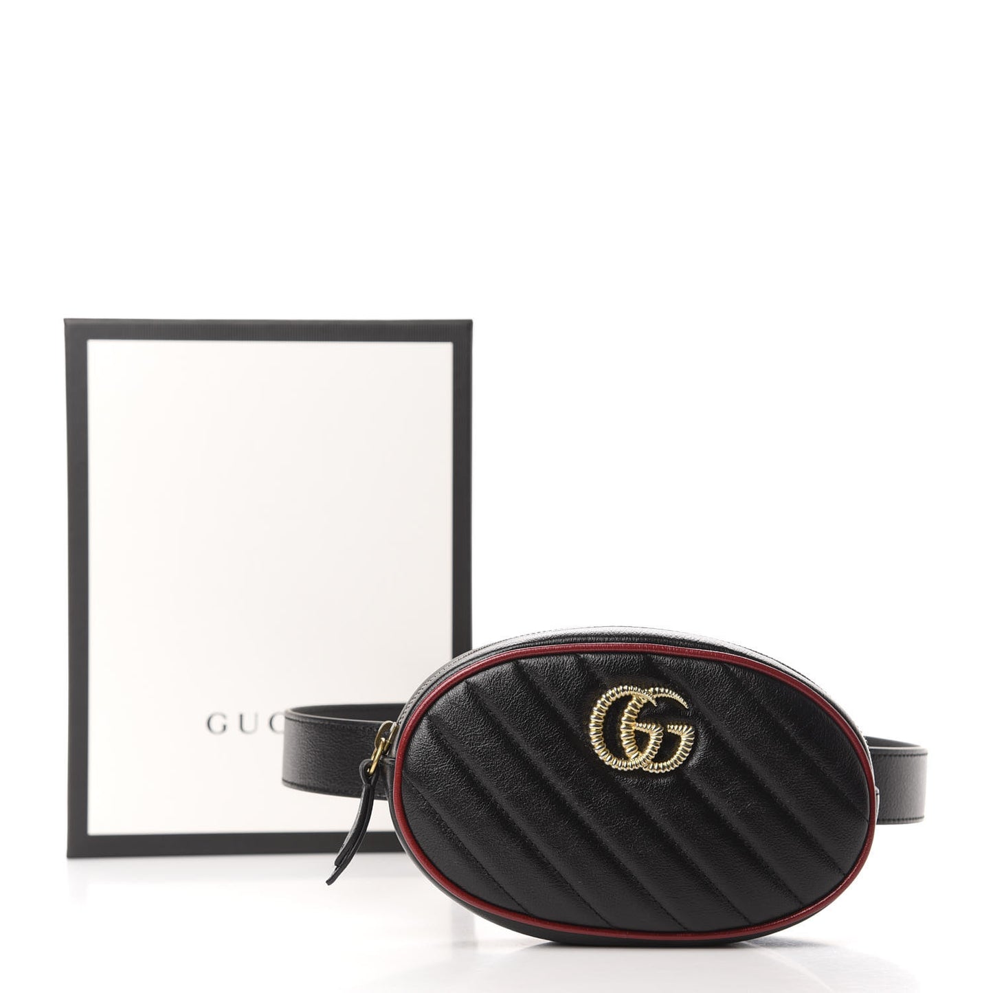 Azalea Calfskin Matelasse Diagonal Torchon GG Marmont Belt Bag 75 30 Black Romantic Cerise