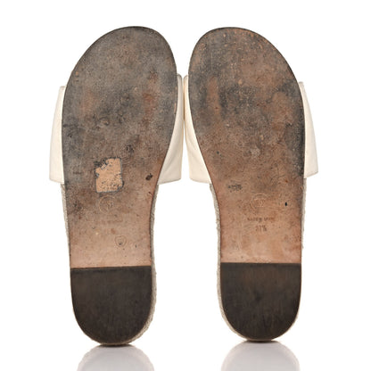 Chanel Lambskin Pearl CC Espadrille Slip On Sandals 37.5 Ivory 5 of 9