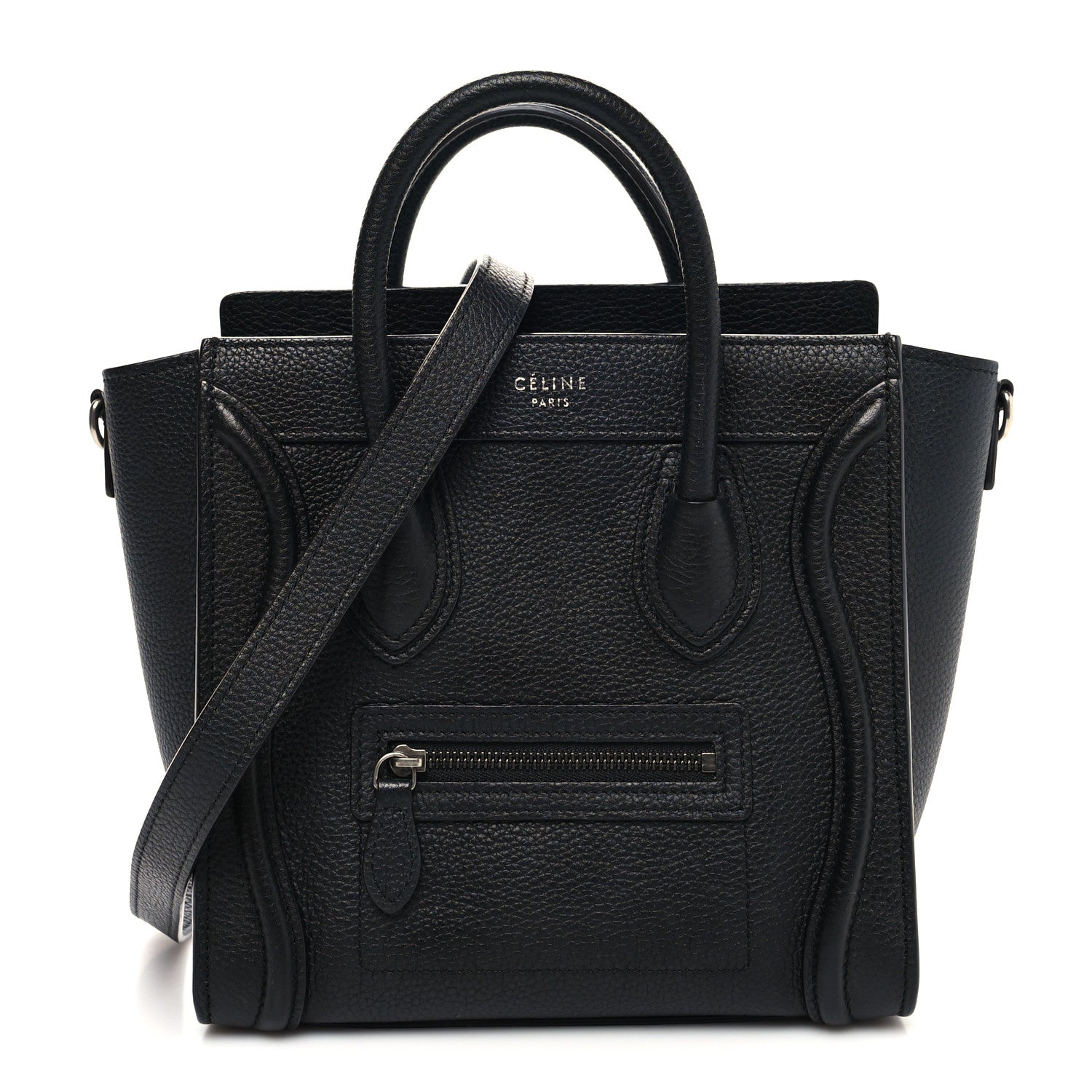 Celine Drummed Calfskin Nano Luggage Black 1 of 11