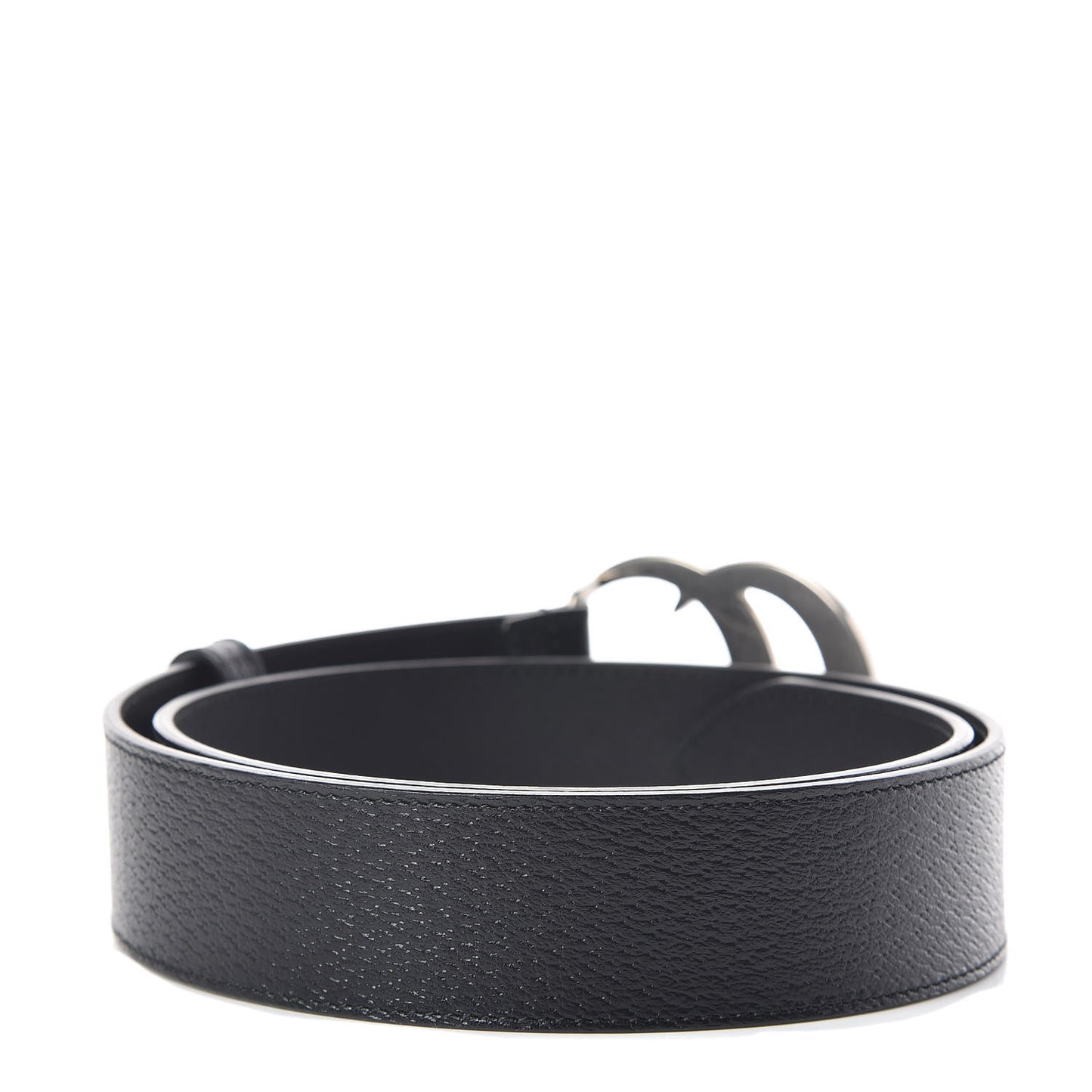 Textured Dollar Calfskin Nickel Double G 40mm Belt 80 32 Black