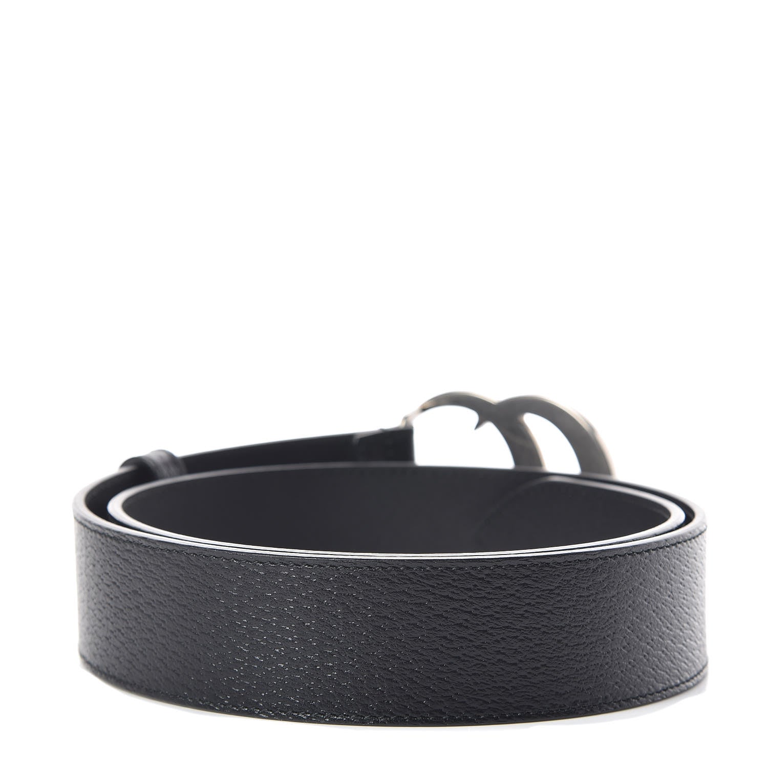 Gucci Textured Dollar Calfskin Nickel Double G 40mm Belt 80 32 Black 3 of 7