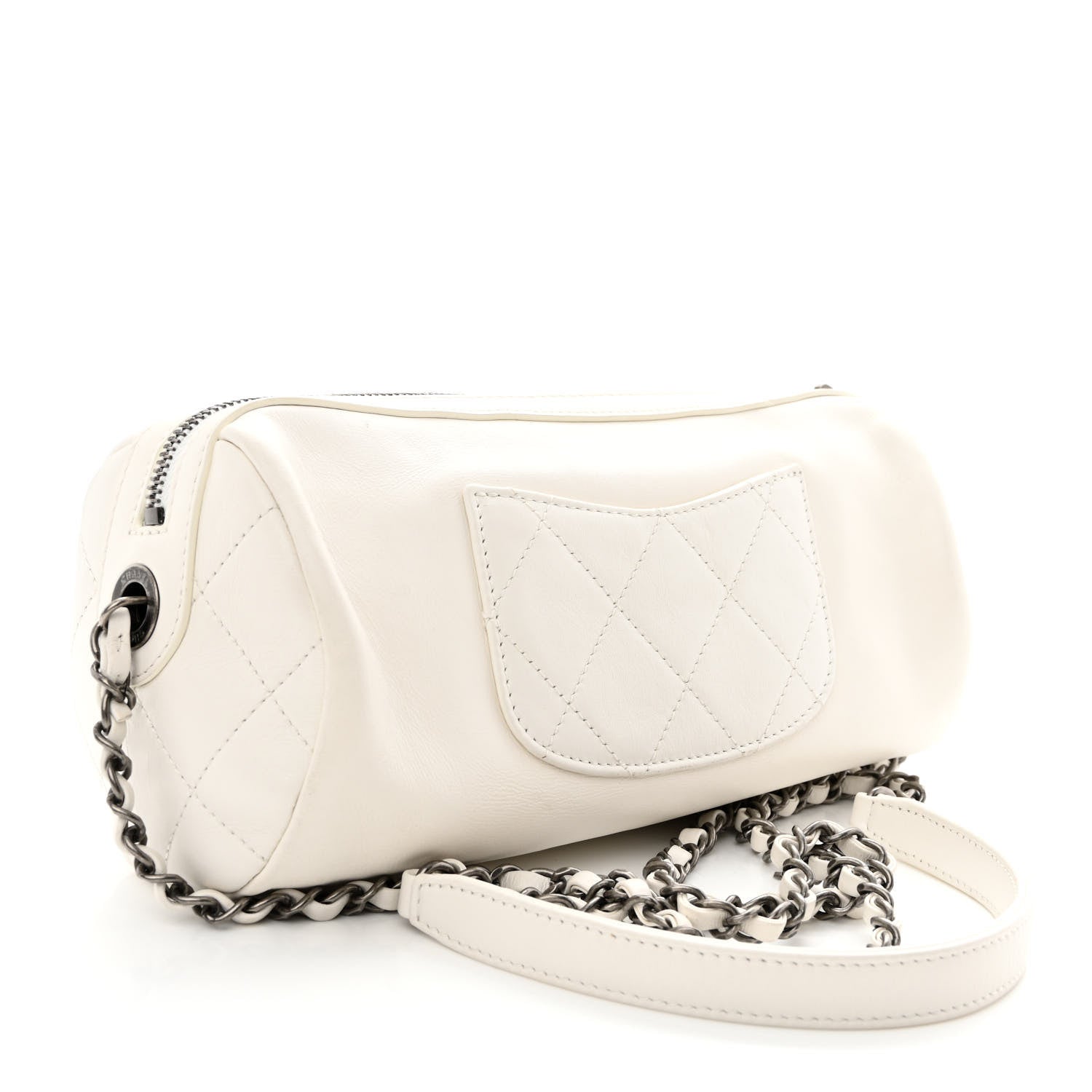 Chanel Calfskin Chain 20s Signature Bowling Bag White 3 of 10