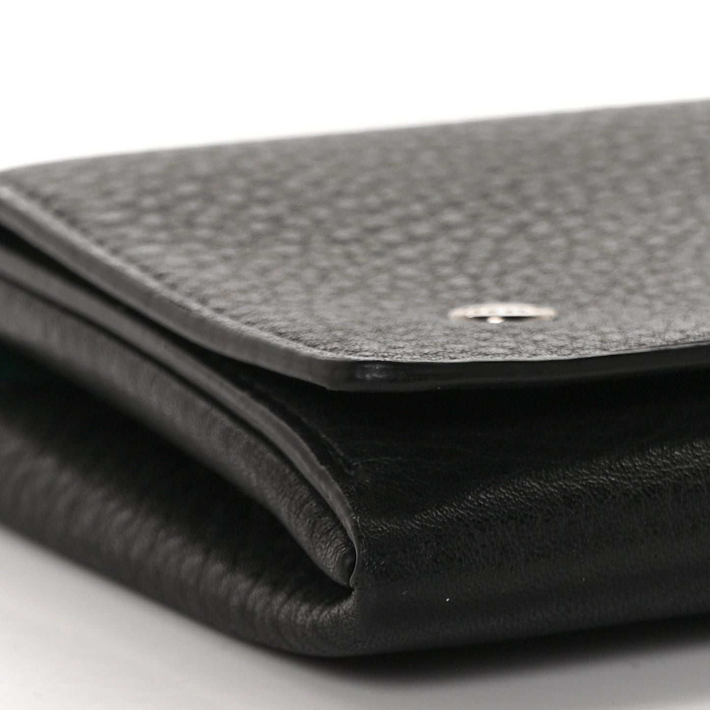 Grained Calfskin Continental Flap Wallet Black