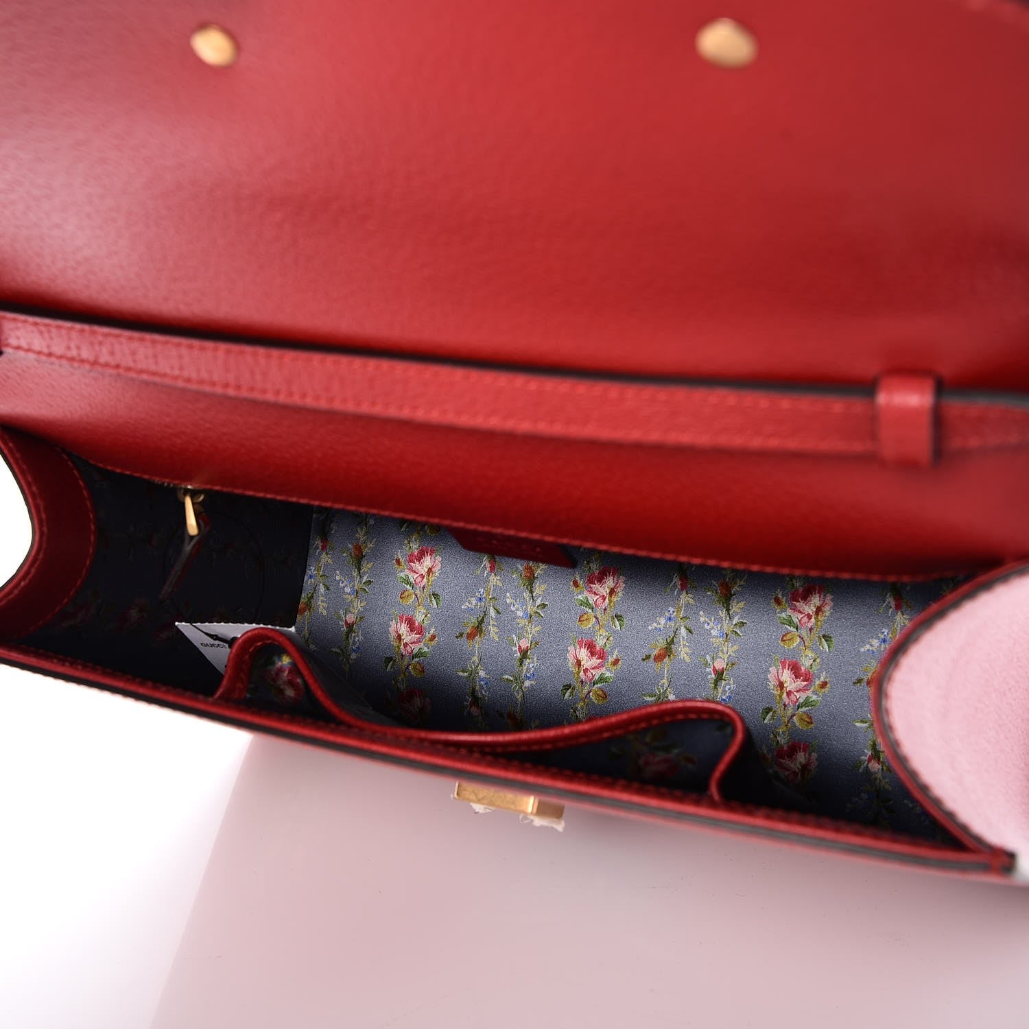 Gucci Calfskin Bamboo Web Medium Falena Moth Top Handle Bag Hibiscus Red 6 of 8