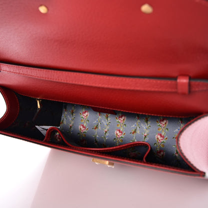 Gucci Calfskin Bamboo Web Medium Falena Moth Top Handle Bag Hibiscus Red 6 of 8