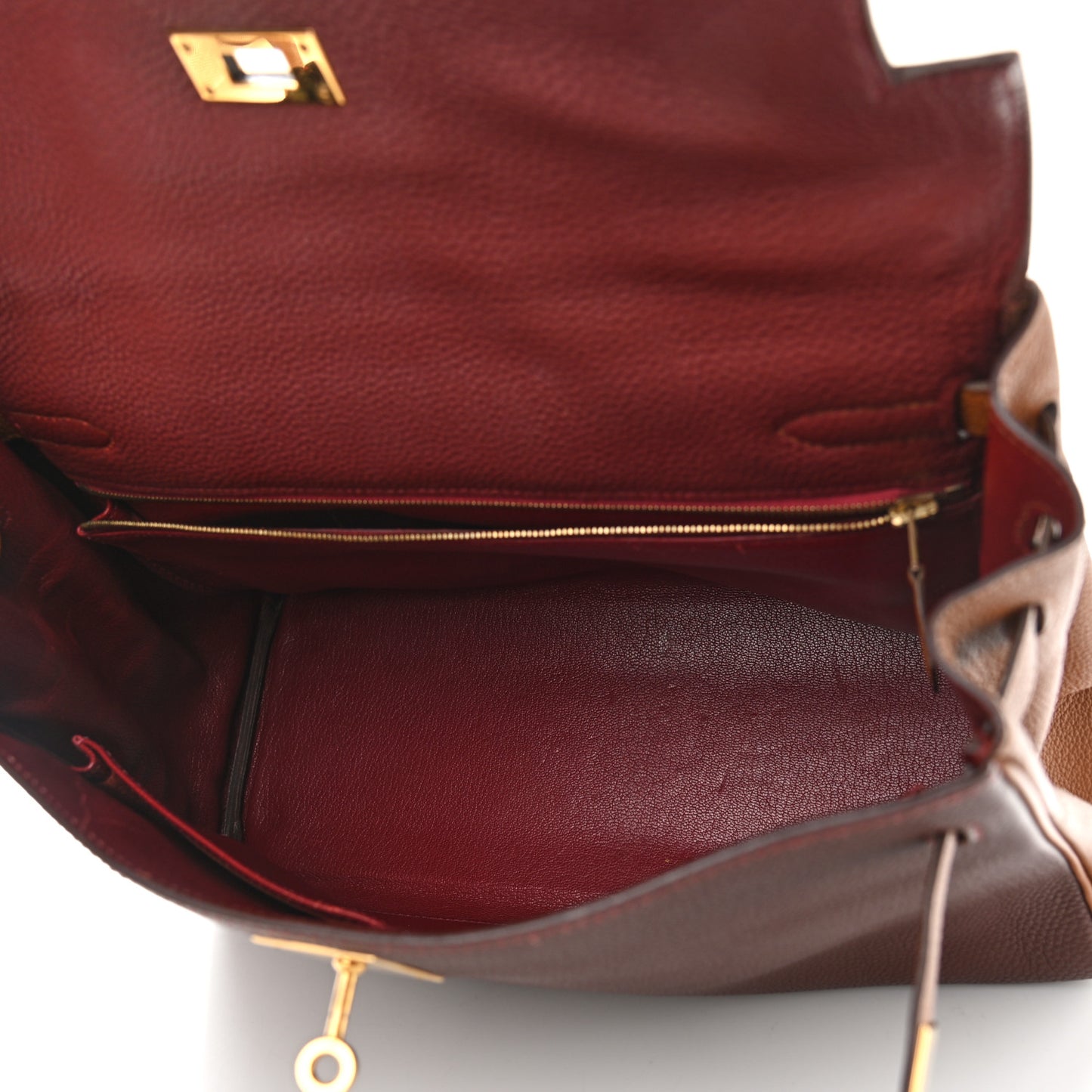 Togo Tri-Color Kelly Retourne 32 Rouge H Gold Havane