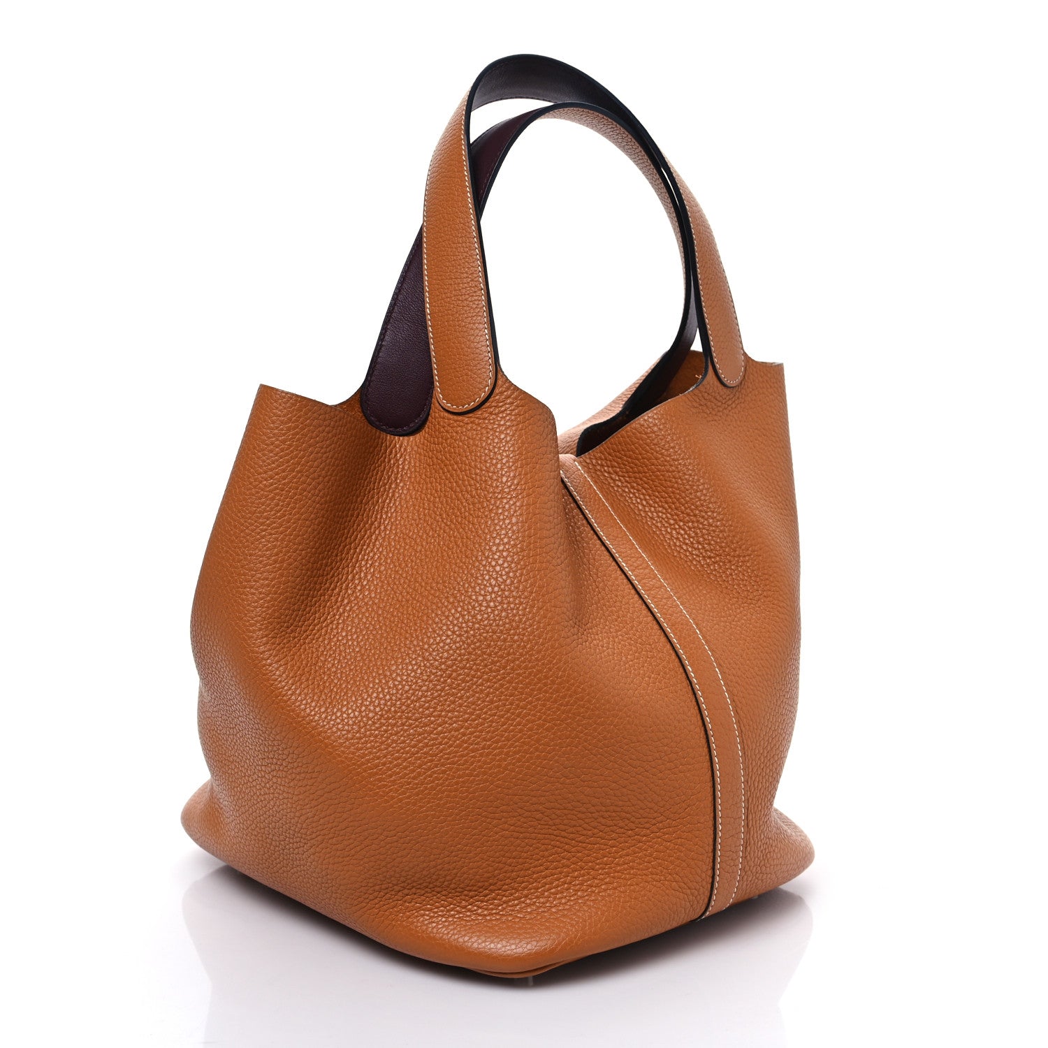 Hermes Taurillon Clemence Swift Eclat Picotin Lock 26 GM Gold Prune 3 of 9