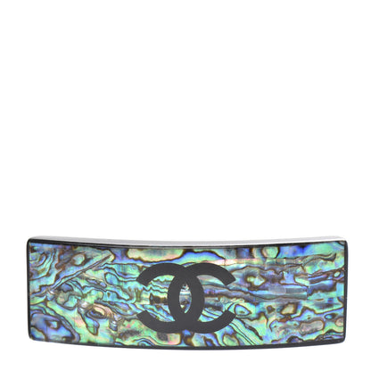 Chanel Resin Abalone CC Hair Clip Barrette Black 1 of 5