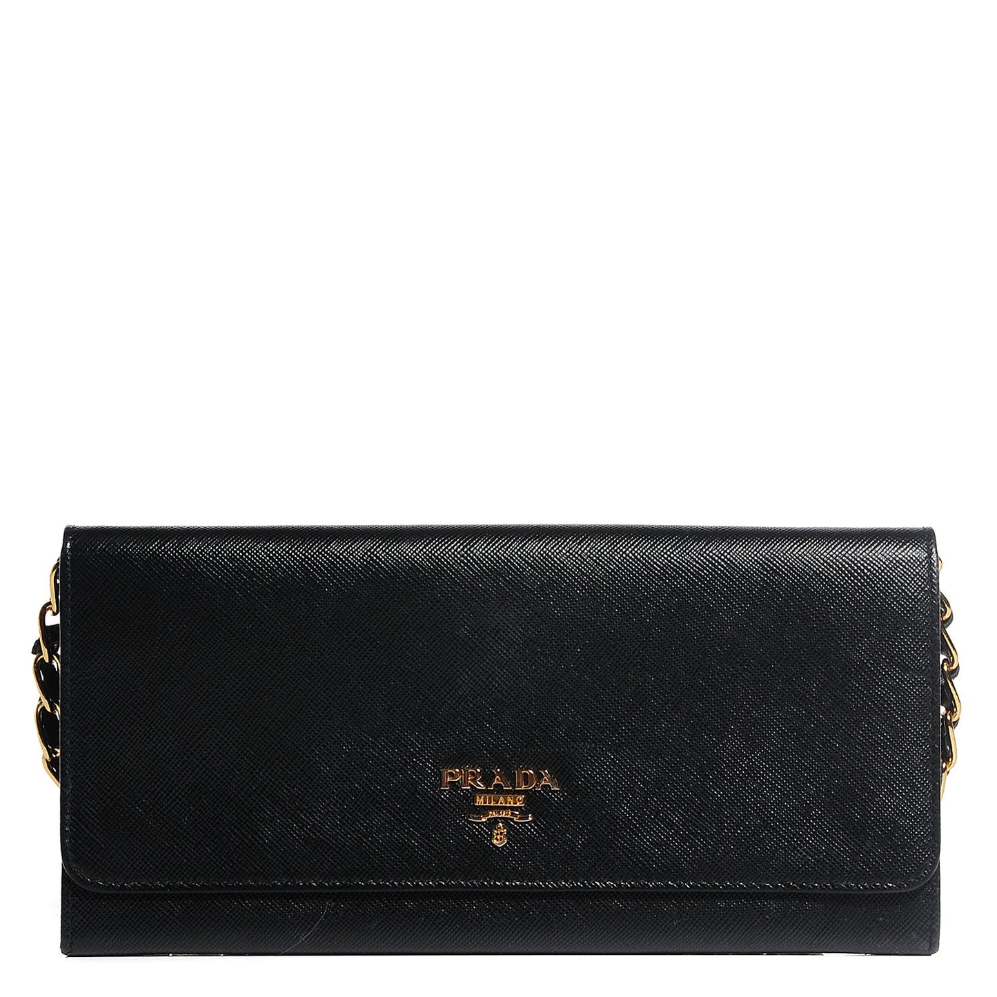 Saffiano Metal Oro Chain Wallet Nero Black