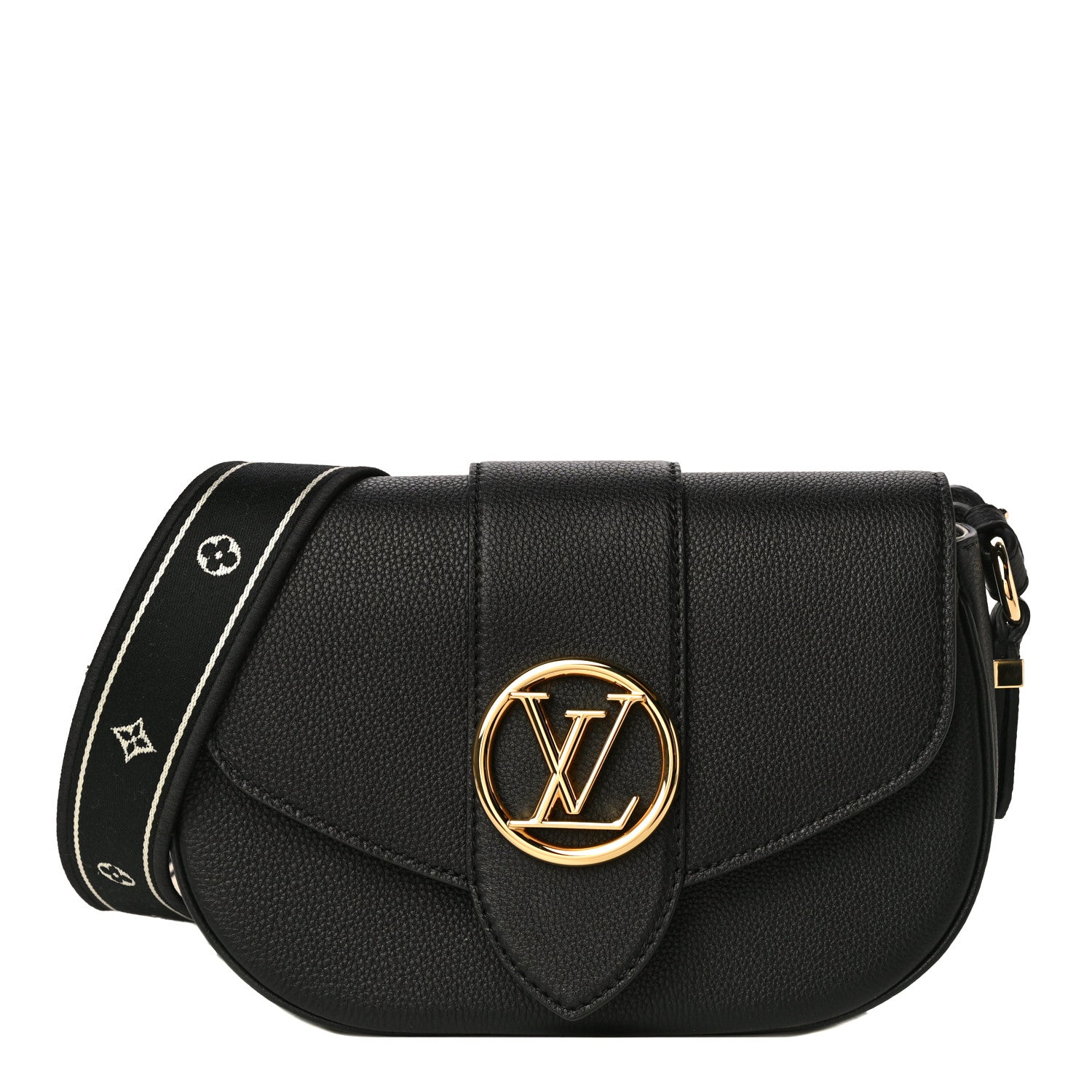 Louis Vuitton Grained Calfskin LV Pont 9 Soft PM Black 1 of 10