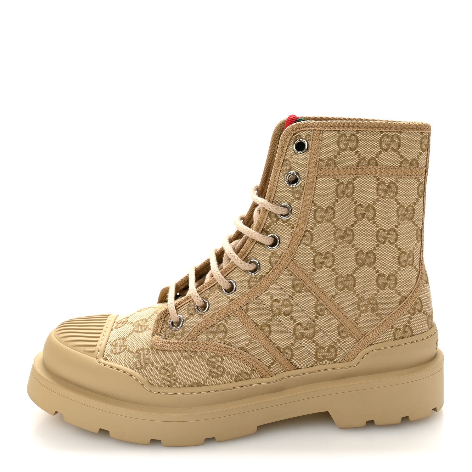 Gucci GG Monogram Web Mens Lug Sole Ankle Boots 8.5 New Sand 1 of 10