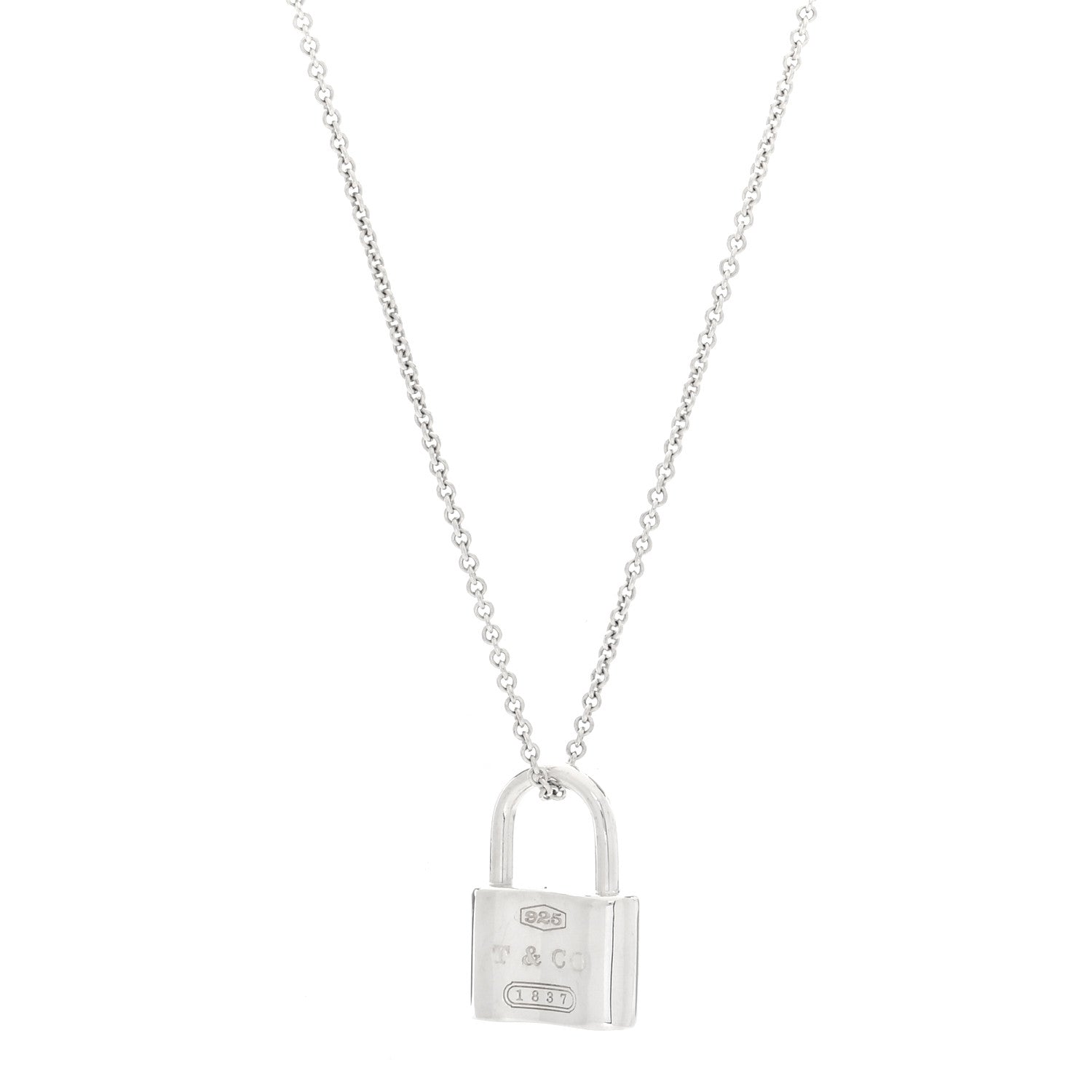 Tiffany Sterling Silver 1837 Lock Charm Pendant Necklace 1 of 5