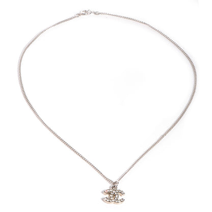 Chanel Crystal CC Necklace Silver 3 of 5