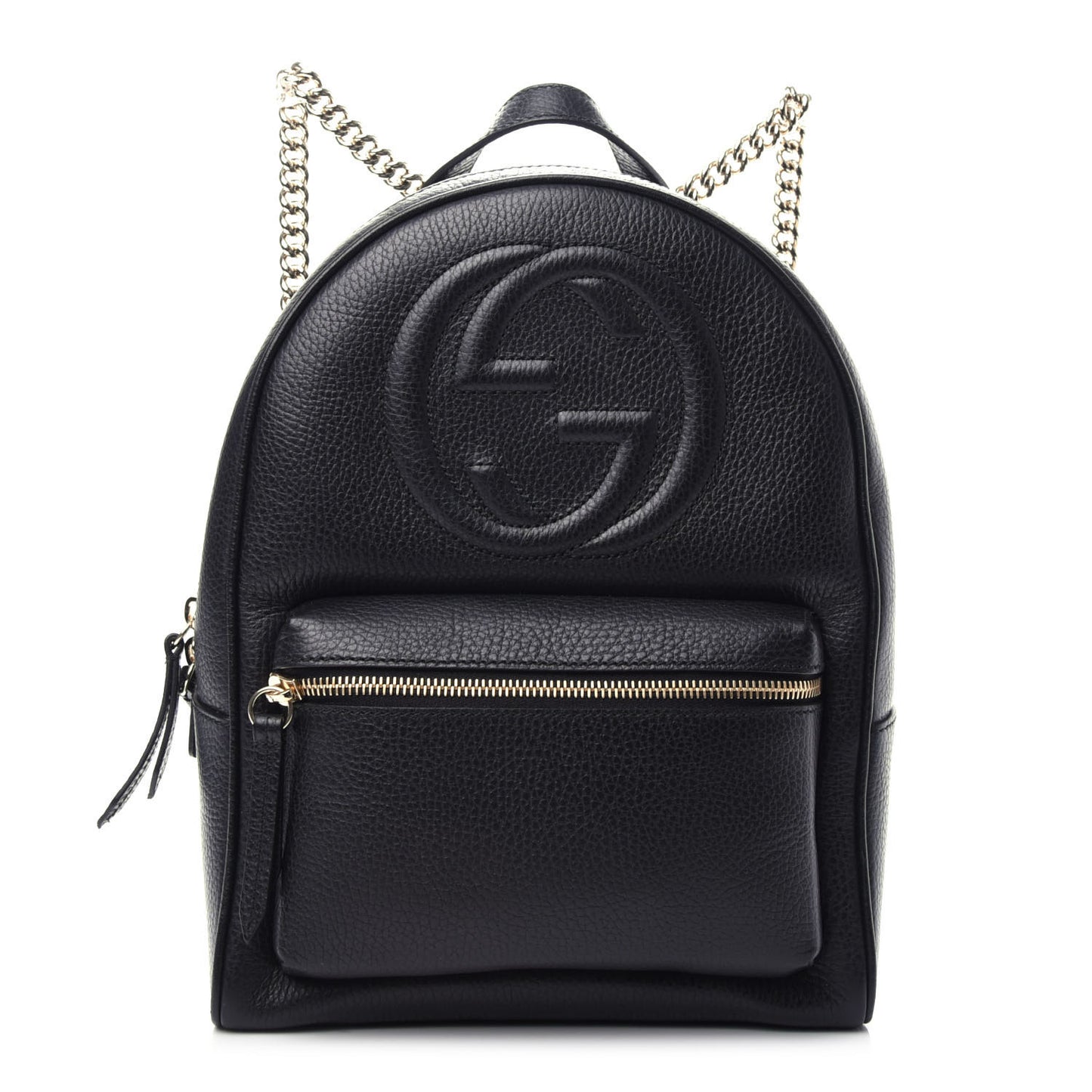 Pebbled Calfskin Soho Chain Backpack Black