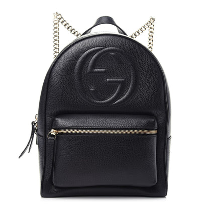 Gucci Pebbled Calfskin Soho Chain Backpack Black 1 of 8