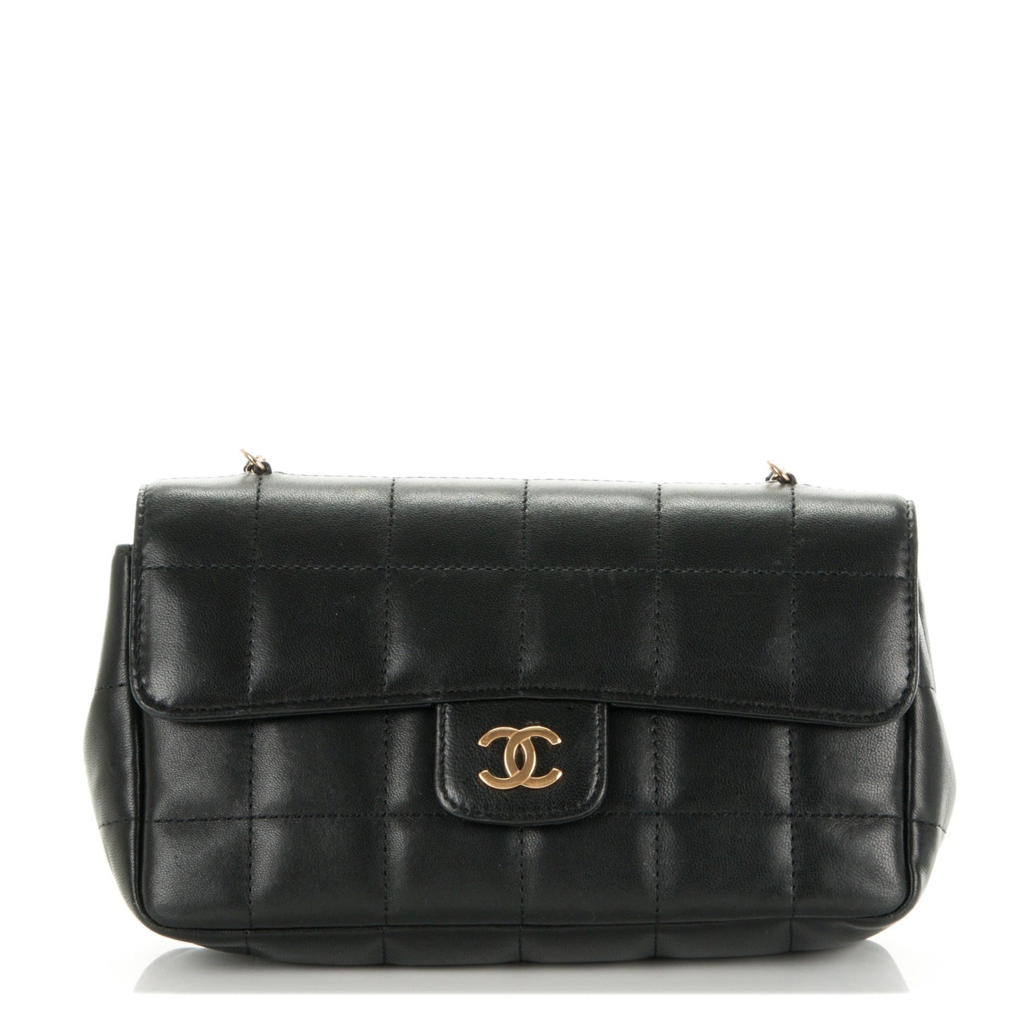 Lambskin Quilted Mini Chocolate Bar Flap Black