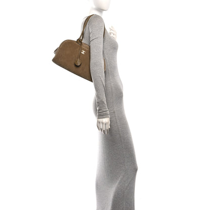 Chanel Suede Calfskin Large Perfect Bowling Bag Dark Beige 2 of 11