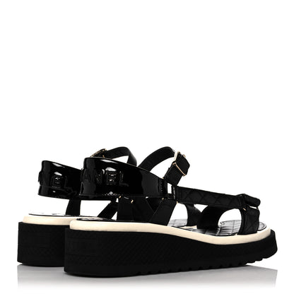 Chanel Lambskin Logo Platform Sandals 40 Black White 4 of 9