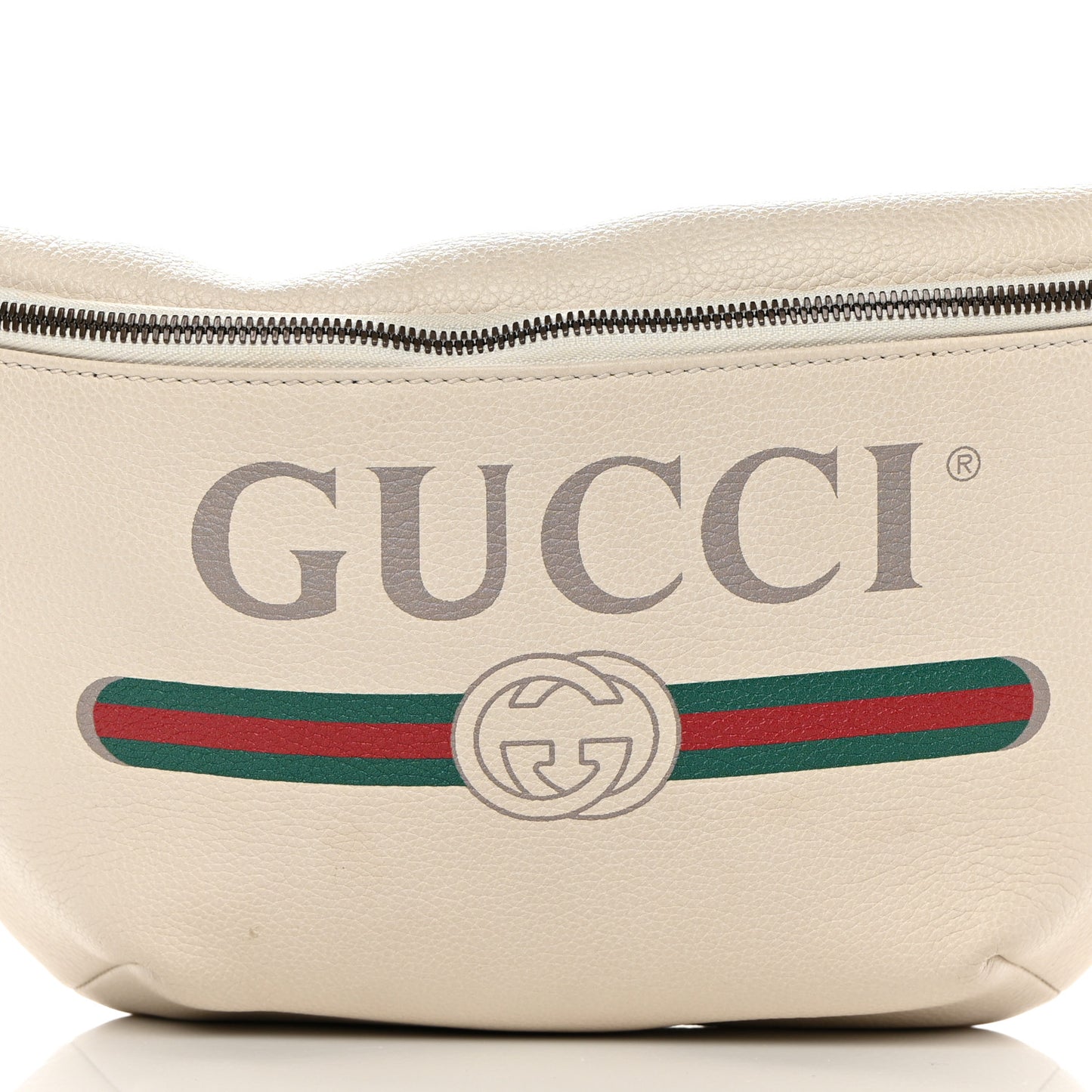 Grained Calfskin Logo Belt Bag White