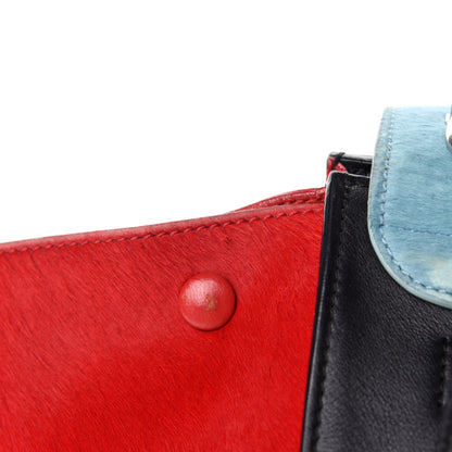 Celine Pony Hair Smooth Calfskin Medium Tri-Color Trapeze Glacier Red Black 12 of 16