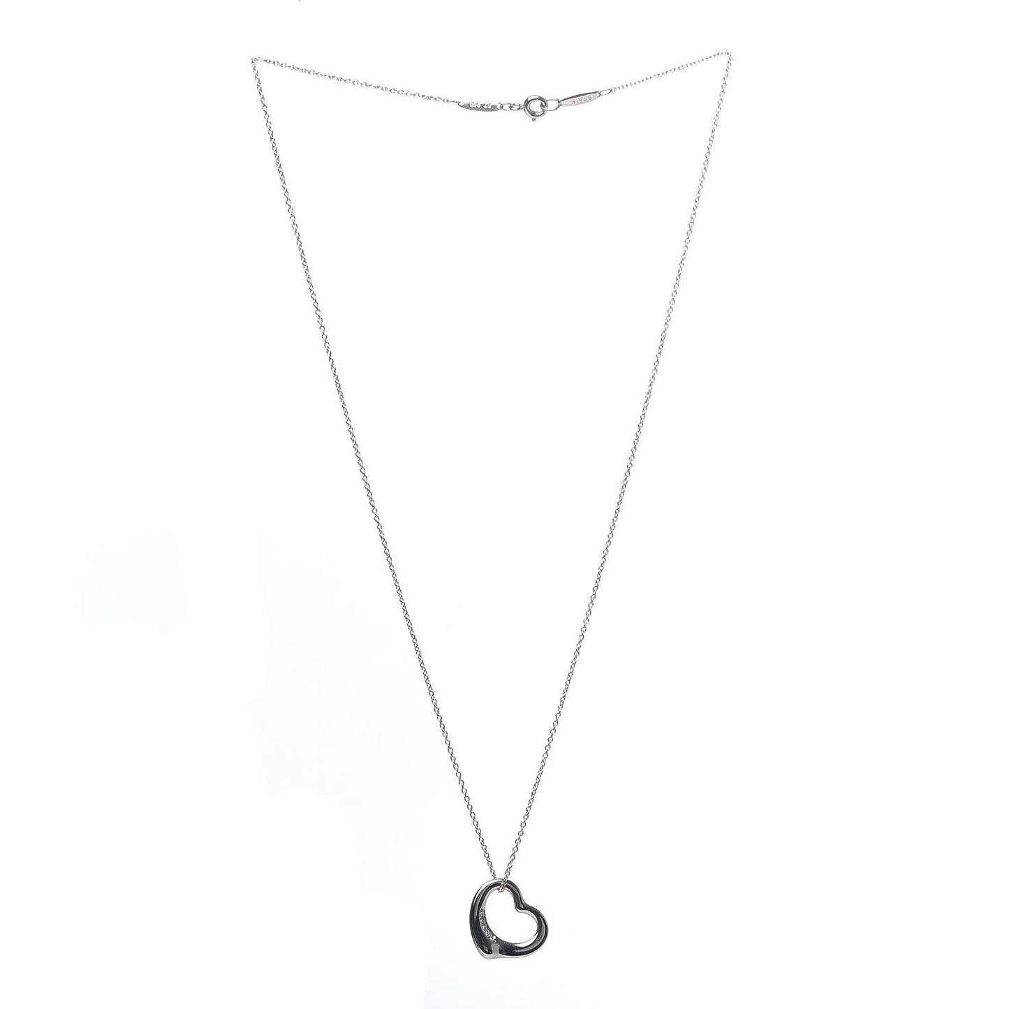 Platinum Diamond Elsa Peretti Open Heart Pendant Necklace