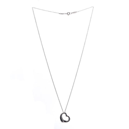 Tiffany Platinum Diamond Elsa Peretti Open Heart Pendant Necklace 3 of 7