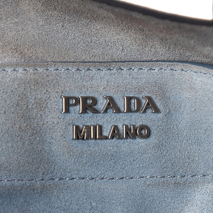 Prada Glace Calfskin Etiquette Fringe Shoulder Bag Black Astrale 7 of 13