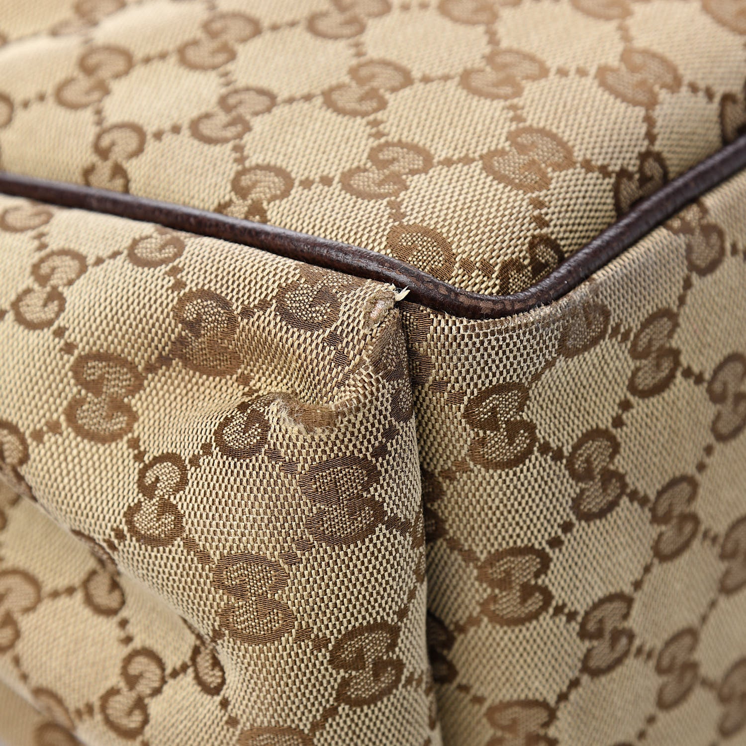 Gucci Monogram Natural Pigskin Large Diaper Bag Beige Ebony Cocoa Dark Chocolate 13 of 15