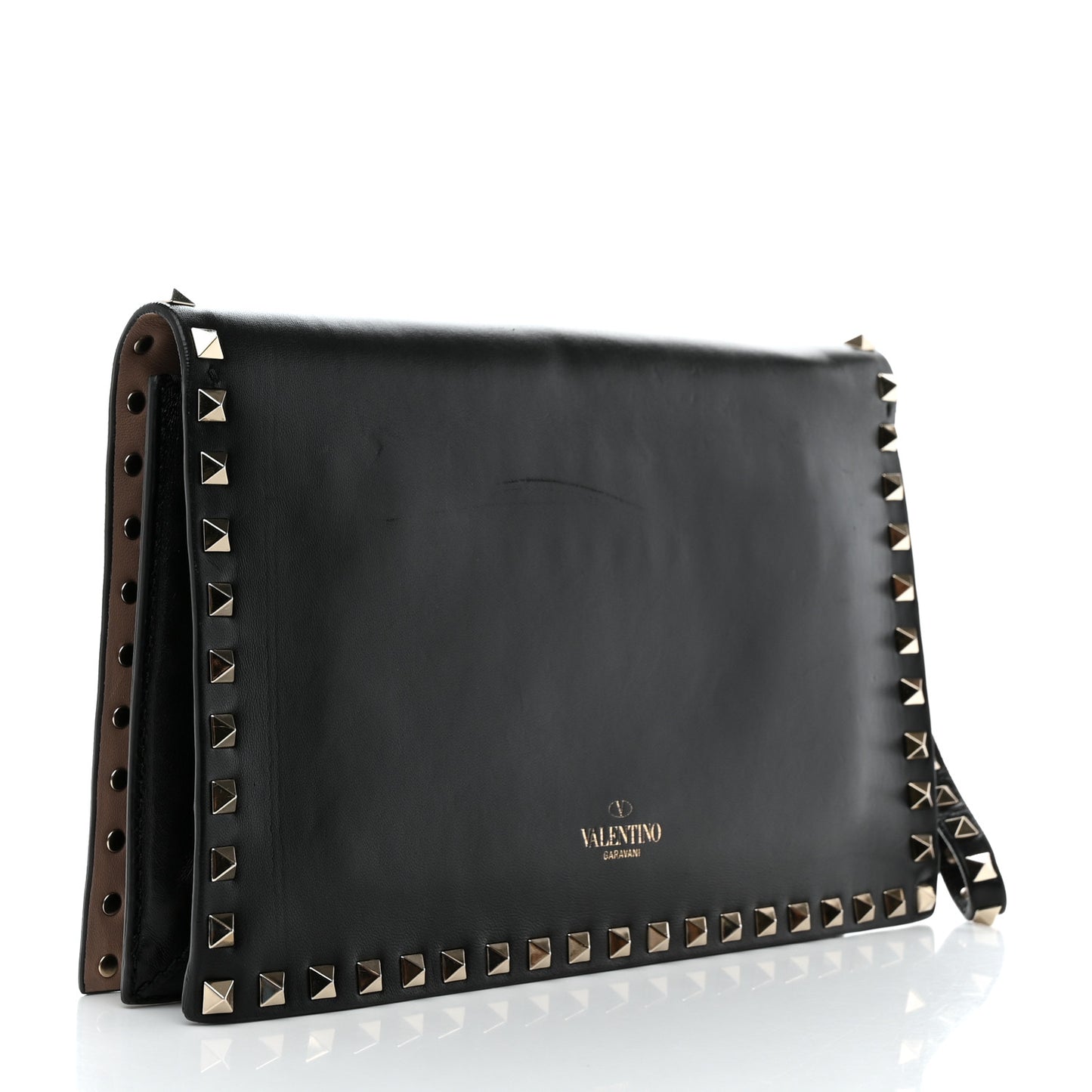 Nappa Rockstud Wristlet Clutch Black