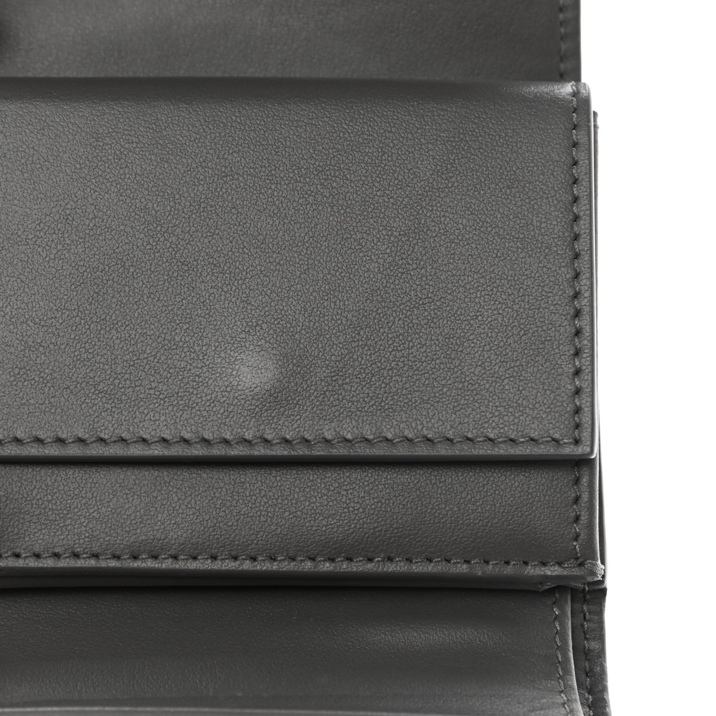 Grained Calfskin Small Tri-Fold Wallet Grey