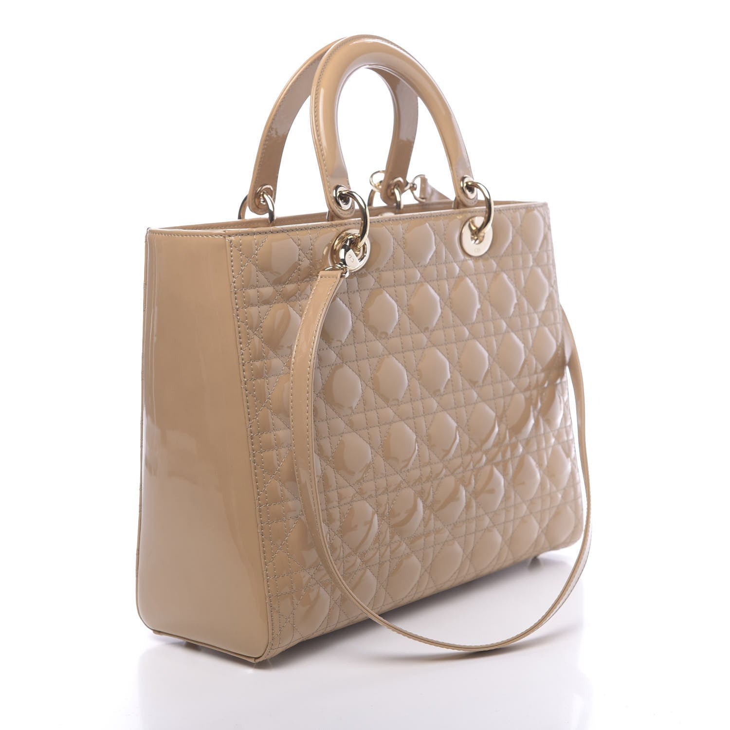 Christian Dior Patent Cannage Large Lady Dior Beige 3 of 10