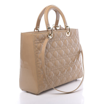 Christian Dior Patent Cannage Large Lady Dior Beige 3 of 10
